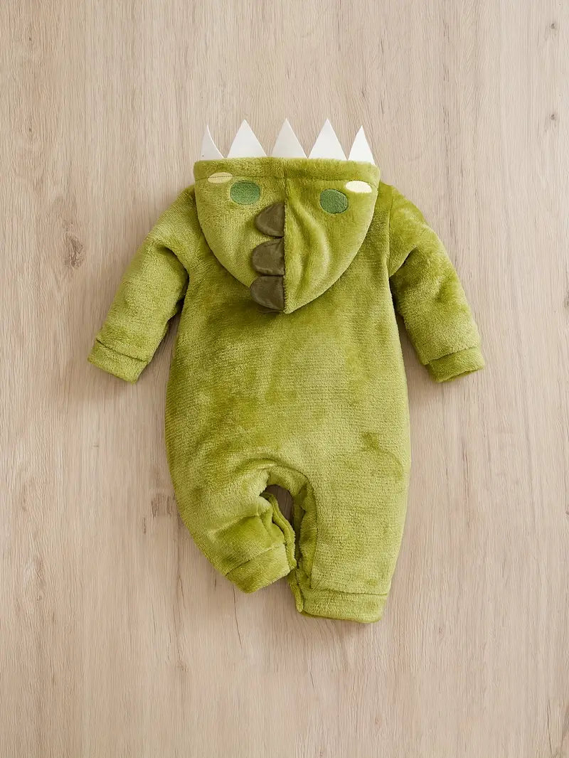 Dinosaurus Chunky Hooded Lange Mouwen Baby Bodysuit