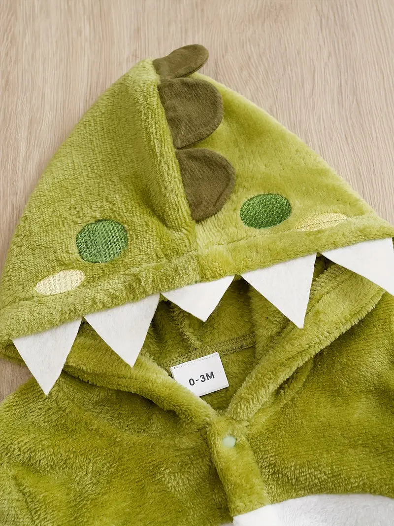 Dinosaurus Chunky Hooded Lange Mouwen Baby Bodysuit